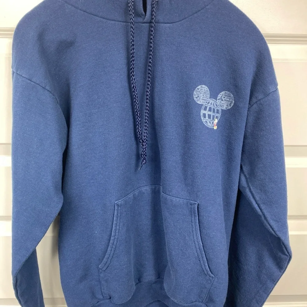 Disney Parks Walt Disney World Hoodie Blue Sweatshirt Park Small Women Hanes